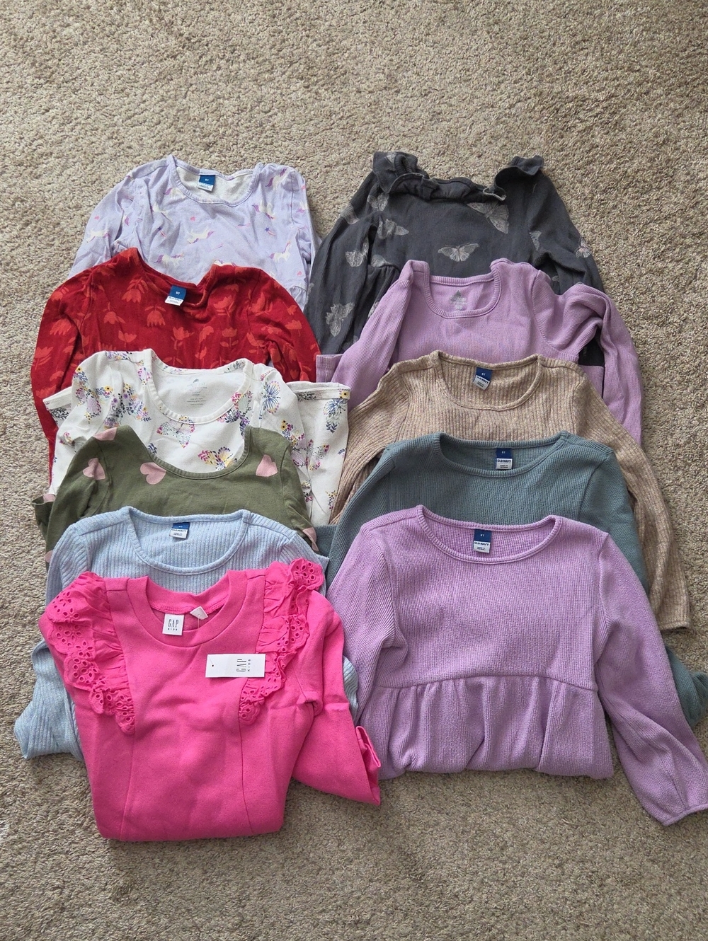 Large Bundle Girls Long Sleeved Dresses: Floral, Knit, Unicorn,Ruffle, Butterfly